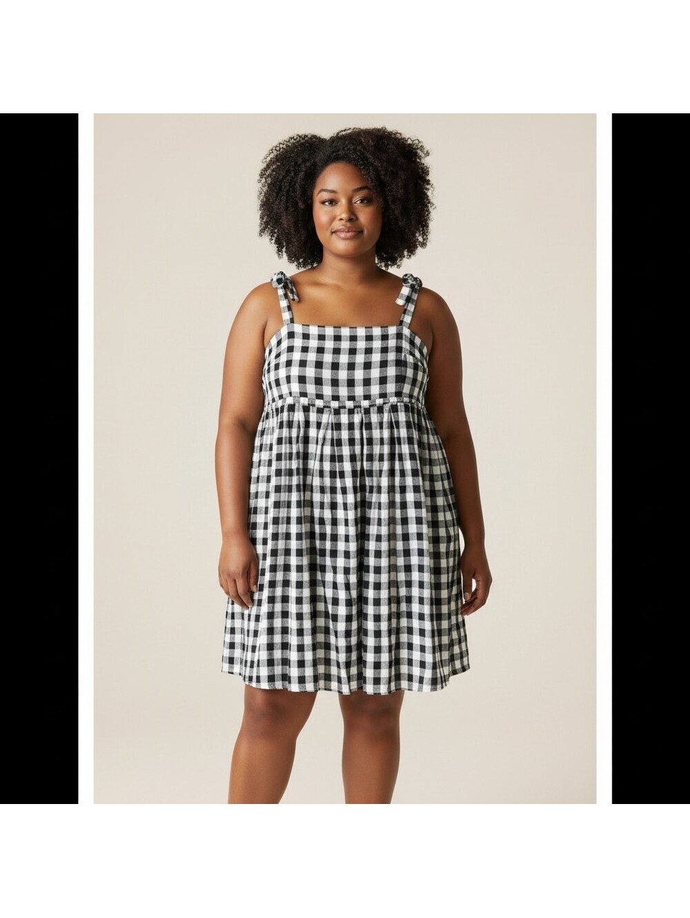 Old Navy Dress Women XL Black Plaid Sheath Short Sleeveless Square Neck Cotton
